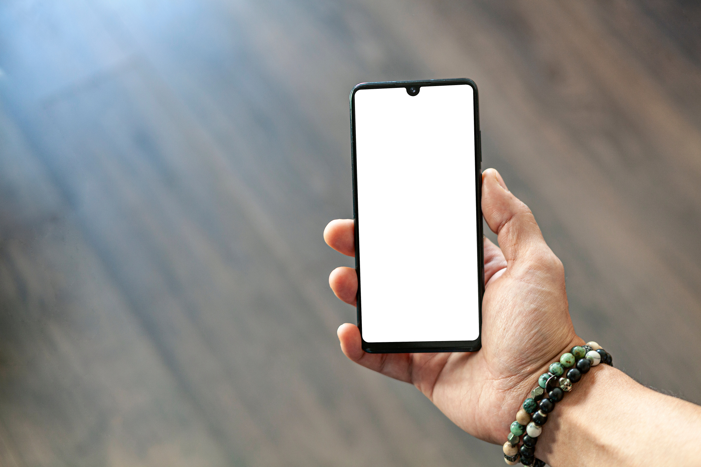 Hand Holding Smartphone with Blank Screen 